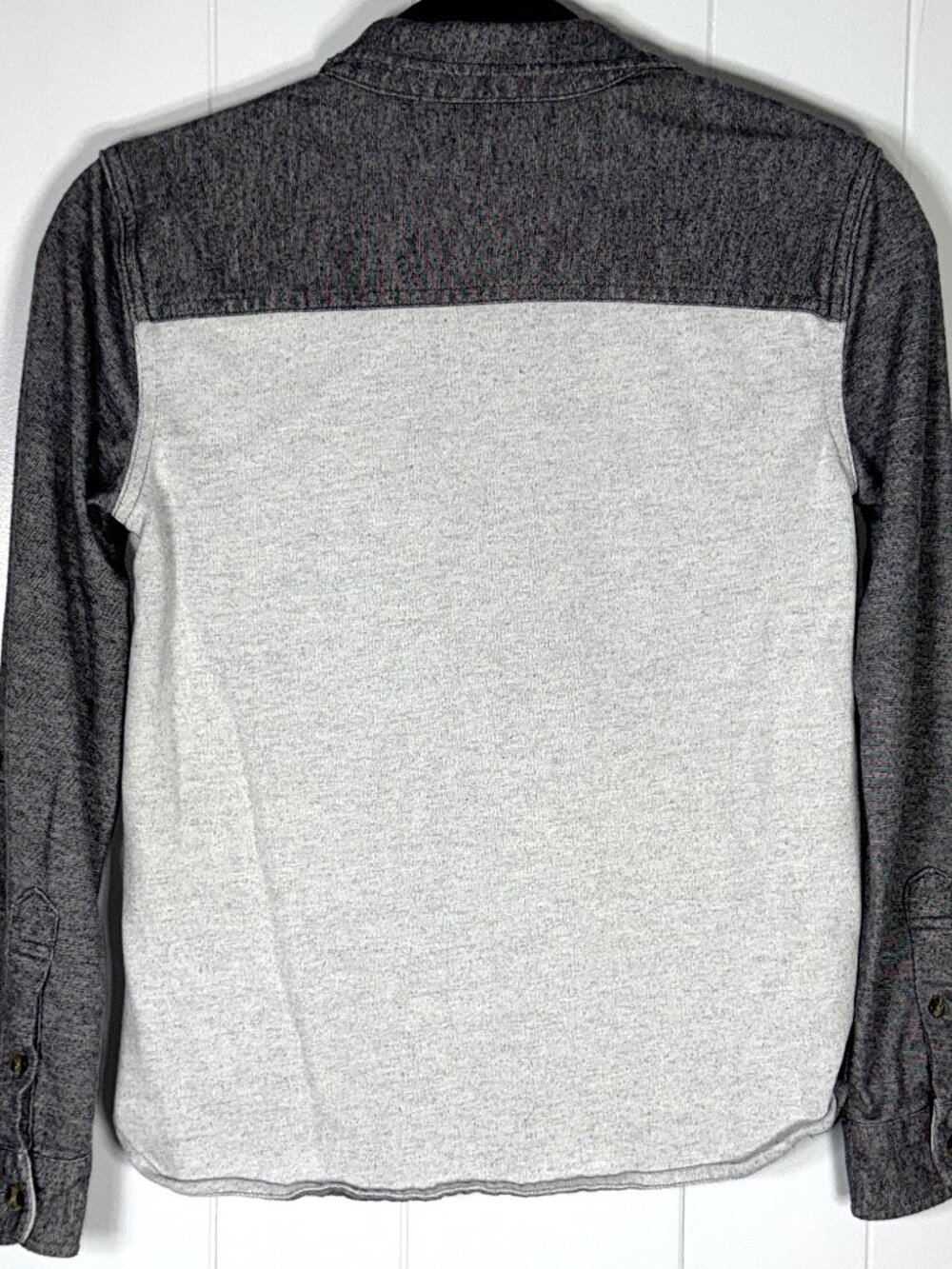 Abercrombie Fitch Kids Gray Colorblock Long Sleeve Button Roll-Tab Shirt 11/12 - Picture 5 of 6